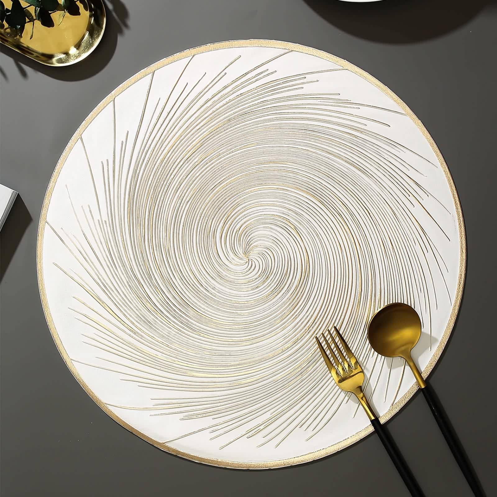 Set de Table Or, Placemats for Dining Table Lot de 10 Motif Tourbillon PVC sous Assiette 38cm