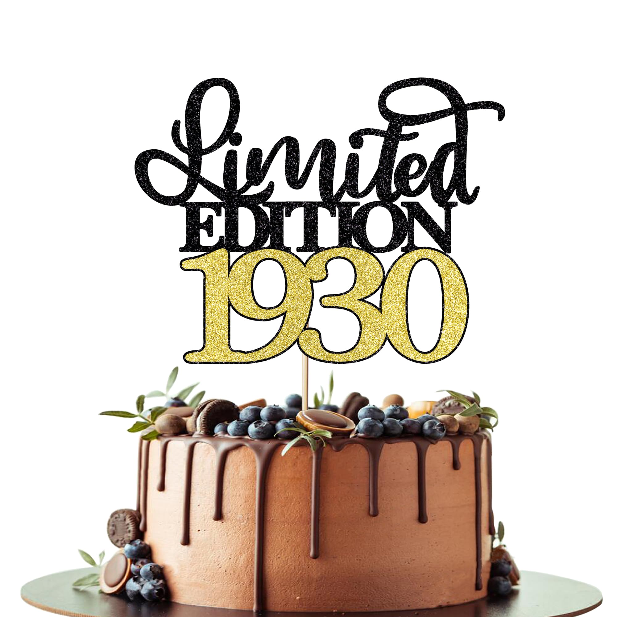 Leetaivie Limited Edition 1930 Cake Topper, Happy 95th Birthday Cake Topper, Men and Women Cheer 95 Years /95 & Fabulous Cake Decoration, Black Gold