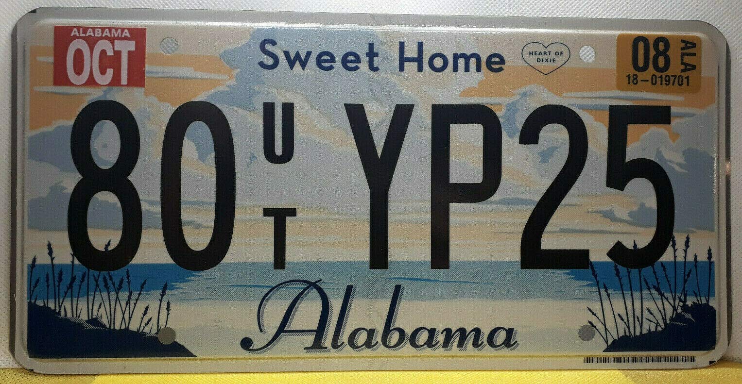 Biopracess License Plate 6x12 inches Alabama License Plate 80 Yp 25