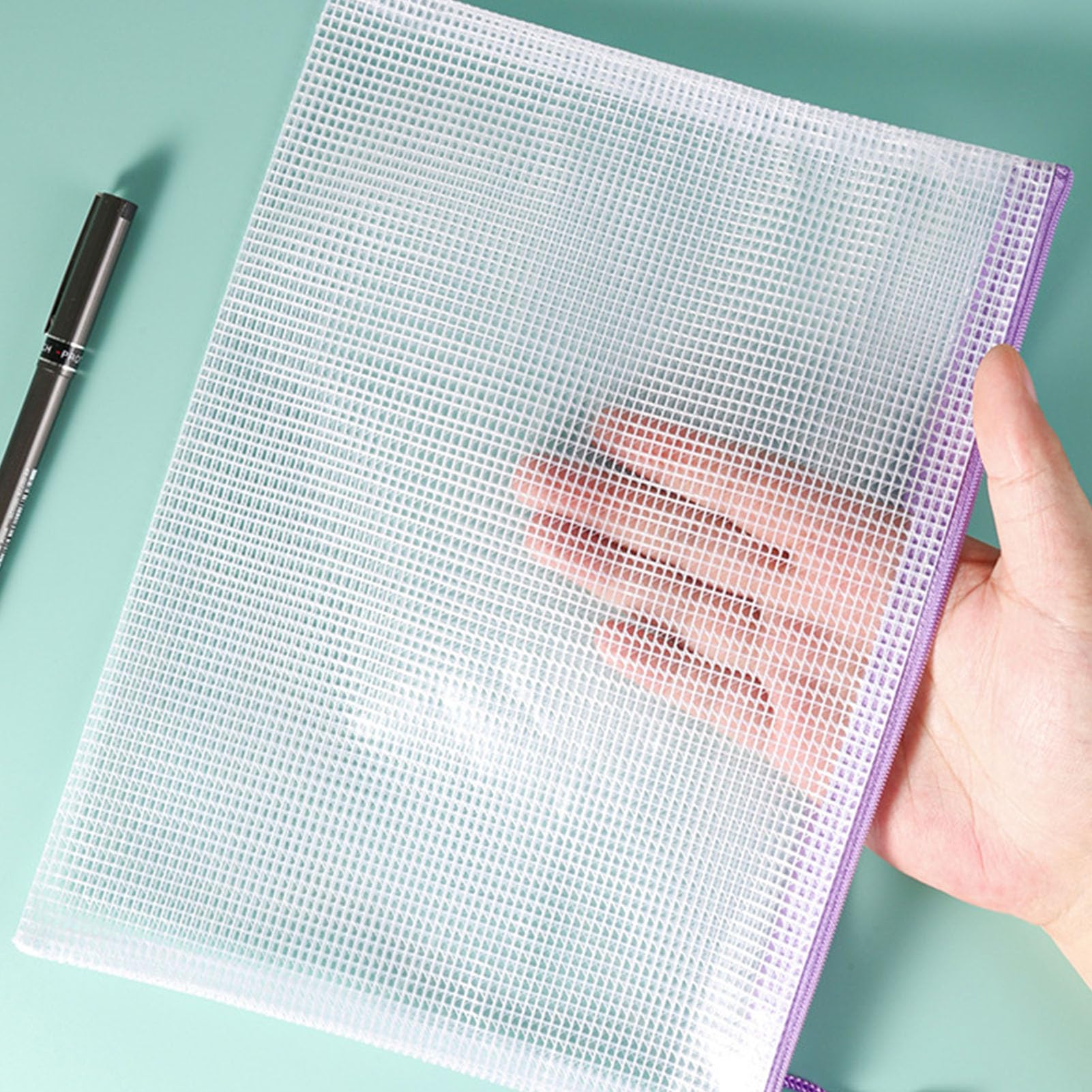 20 Bustine Documenti A4 Impermeabili con Zip - Sacchetti di Plastica a Rete Colorati, Organizzatori di Documenti per Ufficio, Scuola e Viaggio