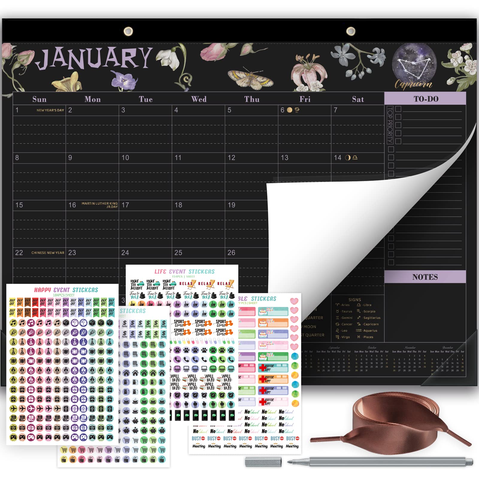 Amazon.com : Zodiac Desk Calendar 2023 Large 22x17'' - Witches 12 Monthly  Desktop/Wall Calendar with Lunar, January 2023 - December 2023, Big Blocks  to Write for Planning and Organizing B : Office Products