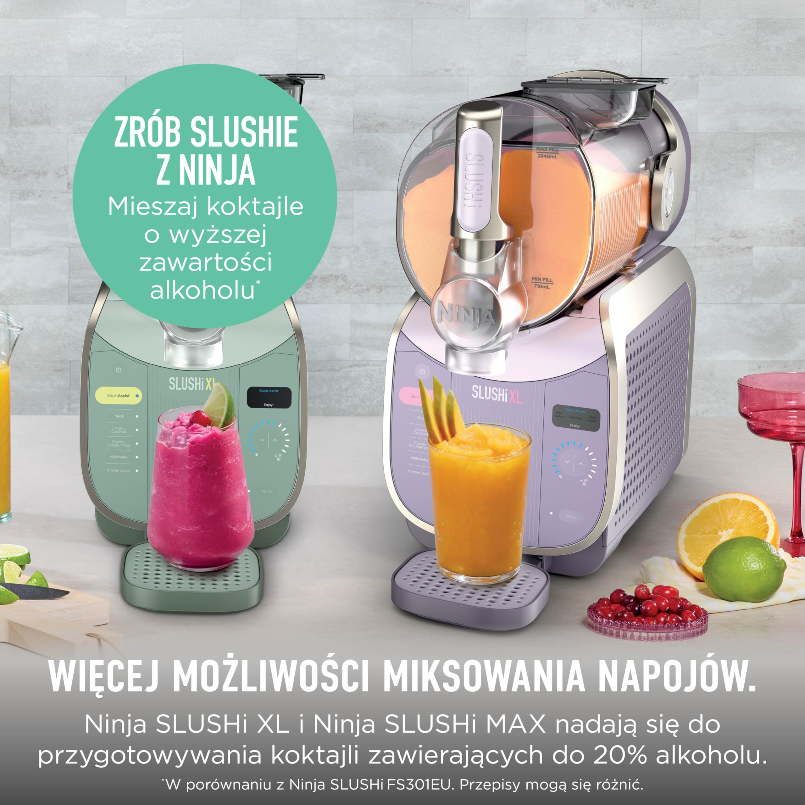 Ninja SLUSHi XL wielofunkcyjna maszyna do mrożonych napojów z technologią SlushAssist, Bardzo duża pojemność 3,7l (maks. napełnienie 2840 ml), Przygotuj slushie, mrożone koktajle itp., Pink FS601EUPK1