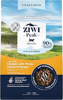 ZIWI Peak Steam & Dried Käfigfreies Huhn mit ganzer Makrele 800g - Natürliches, proteinreiches Katzenfutter trocken, Rohe Alternative & getreidefreies komplettes Katzenfutter trocken product image