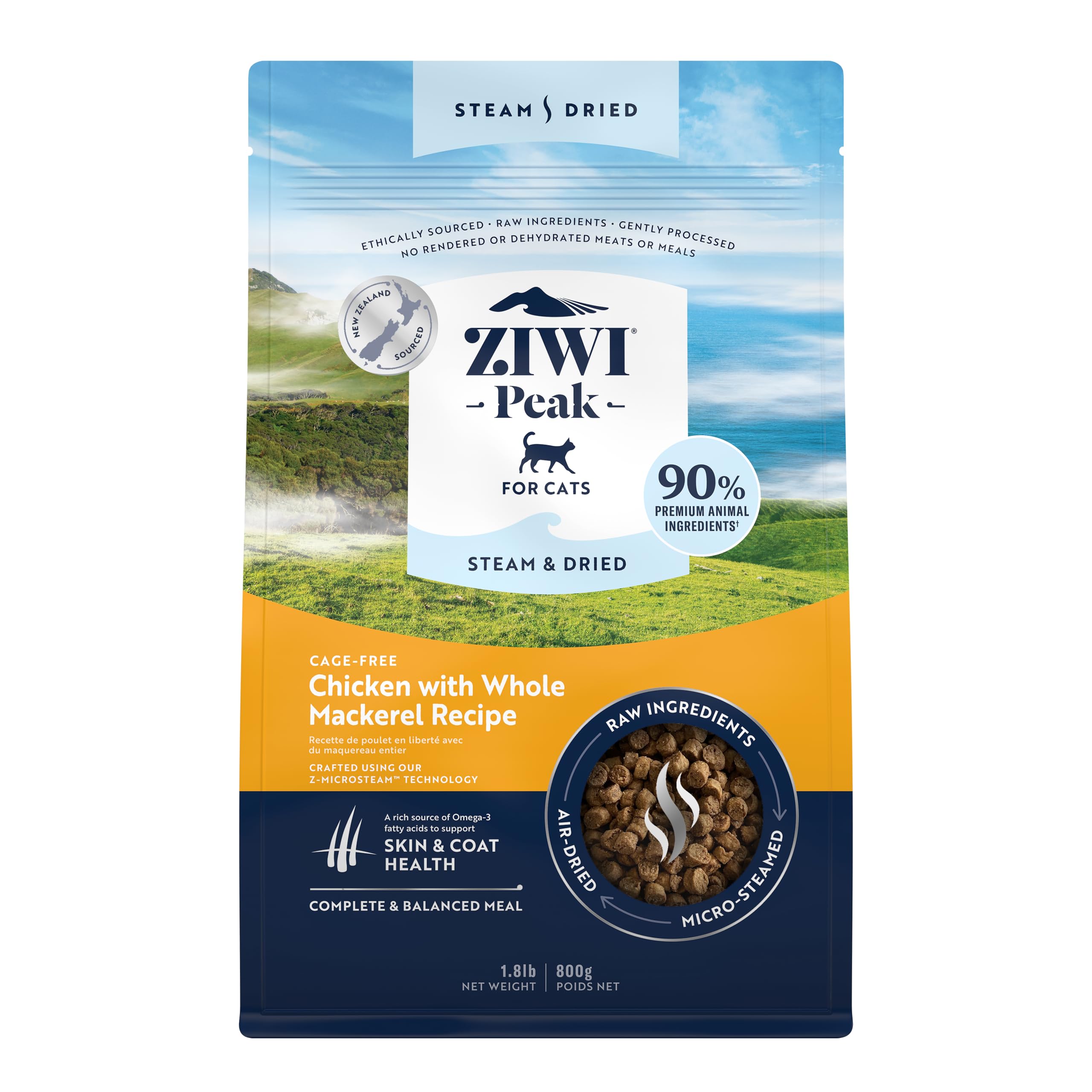 ZIWI Peak Steam & Dried Cage-Free Chicken with Whole Mackerel Recipe Dry Cat Food 800gmZIWI Peak Steam & Dried Cage-Free Chicken with W…