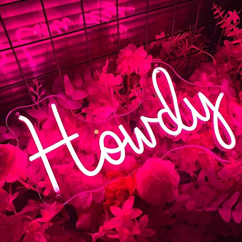 Howdy Letrero de neón LED rosa para decoración de pared, funciona con USB, decoración de habitación de niñas, decoración de habitación de belleza,
