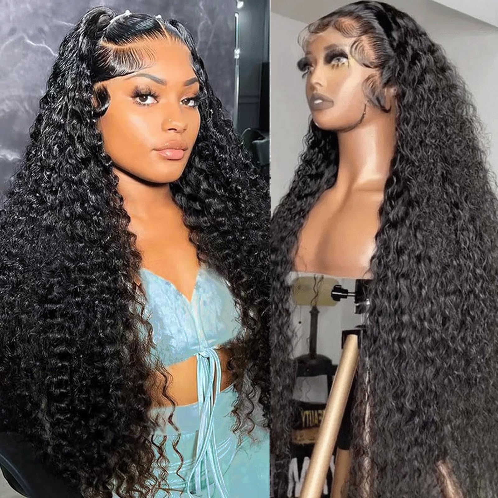 IWISH SKINLIKE HD Lace Wig 13x4 HD Lace Front Wigs Human Hair Pre Plucked Bleached Knots 210% Density Real 0.10mm Ultra-thin Invisible Lace Water Wave Human Hair Wigs For Women 26 Inch