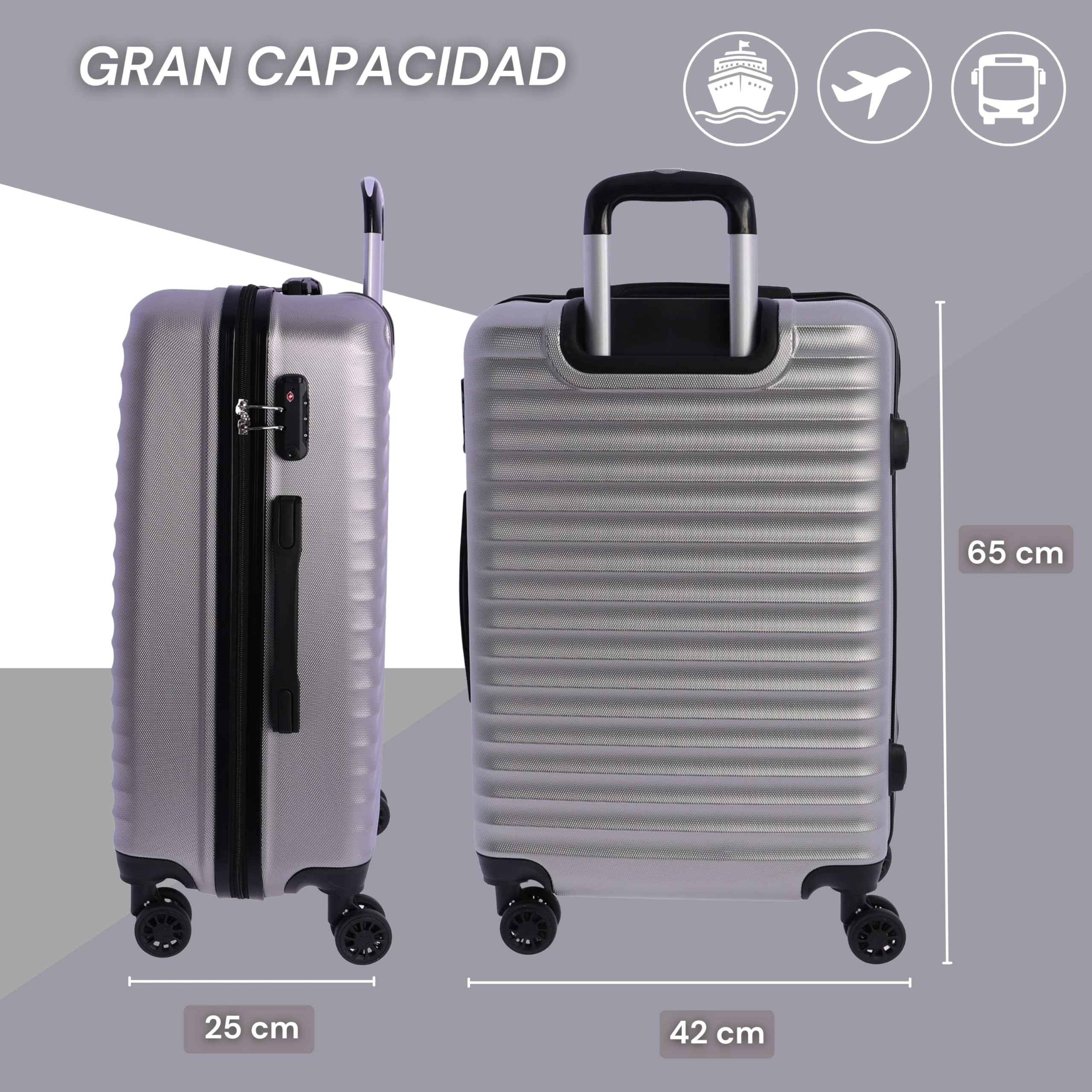 DON ALGODON Maleta Mediana 23 kg | Maleta de Viaje Rígida con 4 Ruedas Dobles 360º, Candado TSA y Asa Telescópica | Equipaje Resistente al Agua para Viajes en Avión - 2