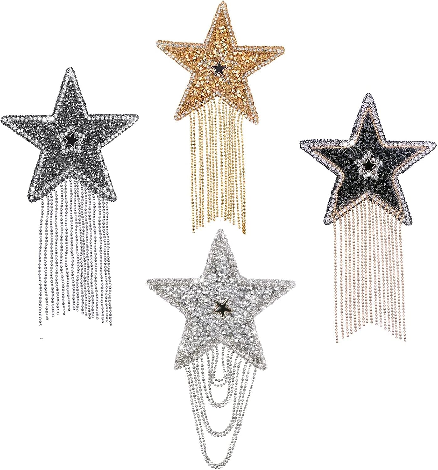 Amazon.com: 4Pcs 4 Mix Color Sparkling Rhinestone Five-Pointed Star ...