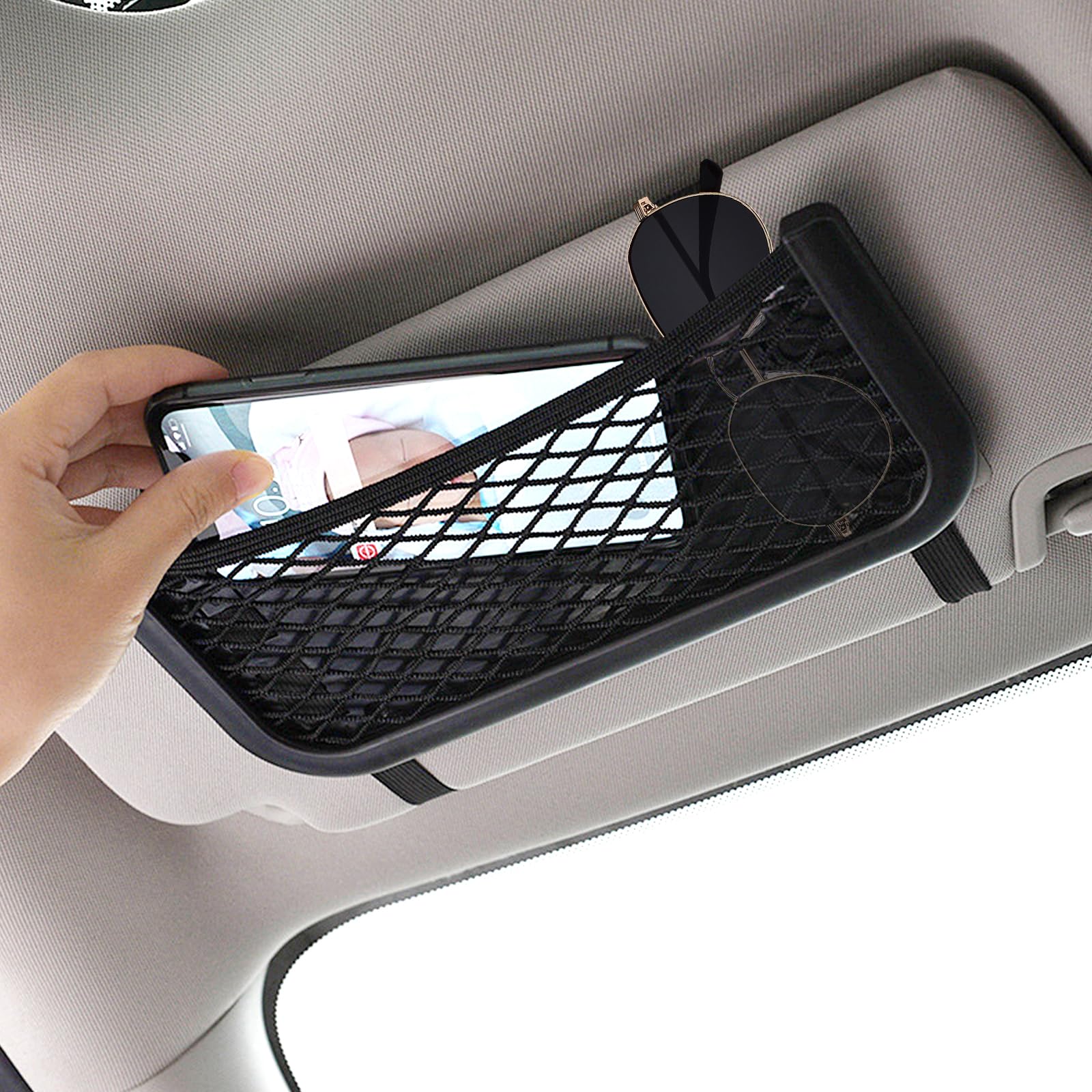 2 Filets Rangement Voiture - 26x12cm - Élastique Et Vis Incluses - Pour Auto, Camping-car, Maison