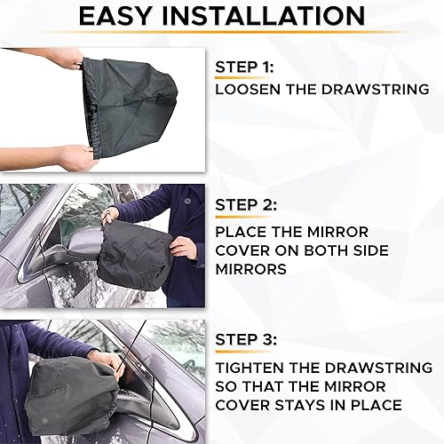 Miniatura 6 de EcoNour Cubierta de nieve para espejo lateral de coche (paquete de 2) | Se adapta a la mayoría de coches, SUV, furgonetas y camiones | Material