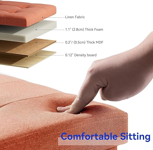 Miniatura 110 de BRIAN & DANY Otomana pequeña con almacenamiento, taburete de pie, cubo de almacenamiento otomano, reposapiés para sofá con patas, color marrón, 15 x