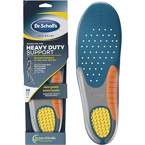 Dr. Scholl's Heavy Duty Support Pain Relief Orthotics, Designed for Men Over 200lbs with Technology to Distribute Weight and Absorb Shock with Every Step (for Men's 8-14) (Pack of 12)