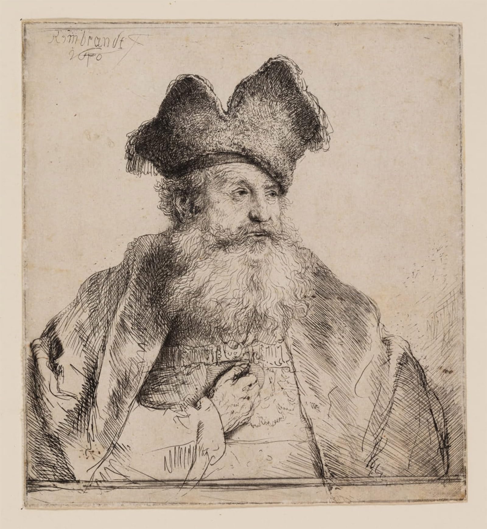 ARTXLXXBN Famous Art Print Poster Vintage Wall Art Old man with a Divided Fur cap by Rembrandt van Rijn Canvas Art Poster for Home Decor 60x90cm