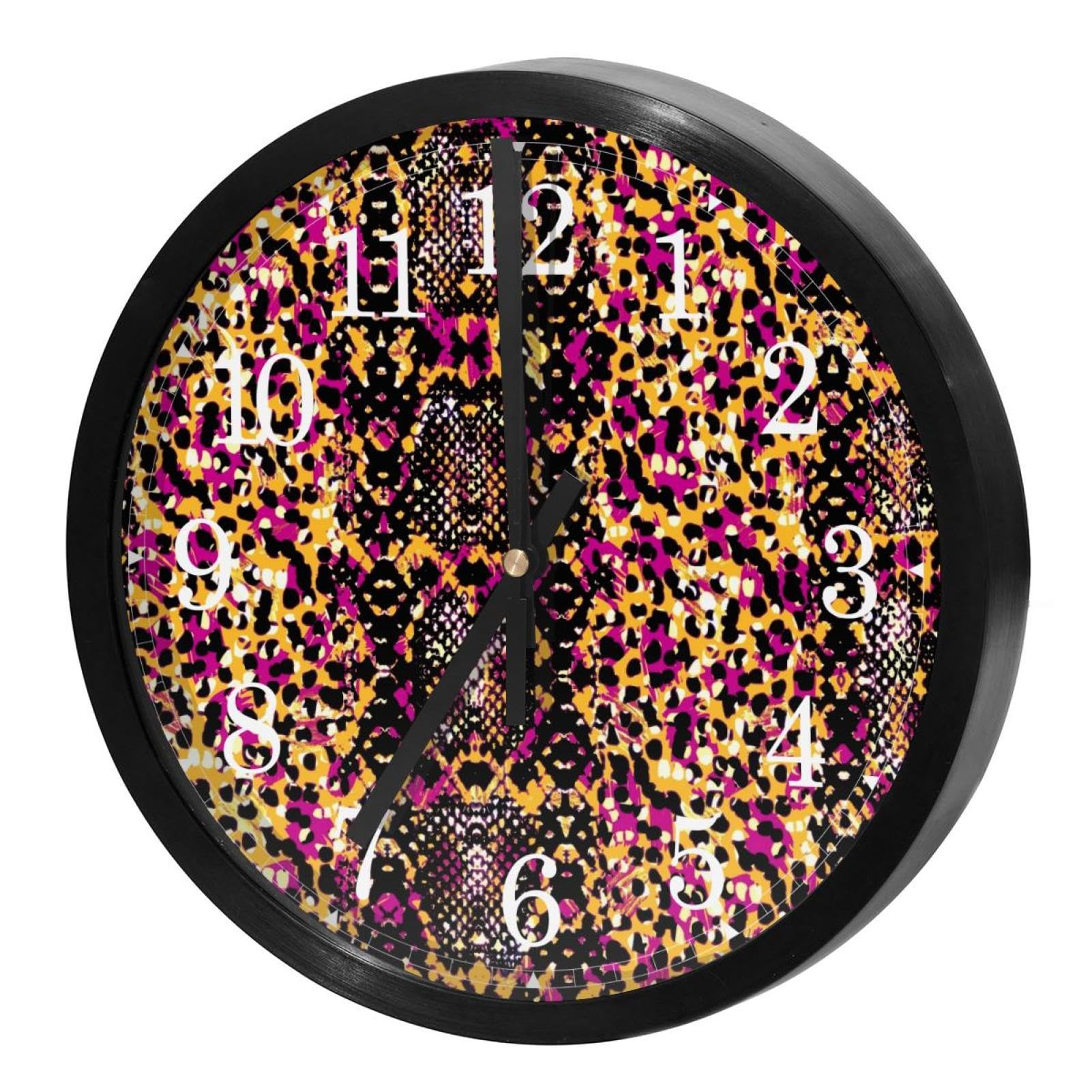 Horloge murale silencieuse sans tic-tac ronde à piles motif peau de serpent maison