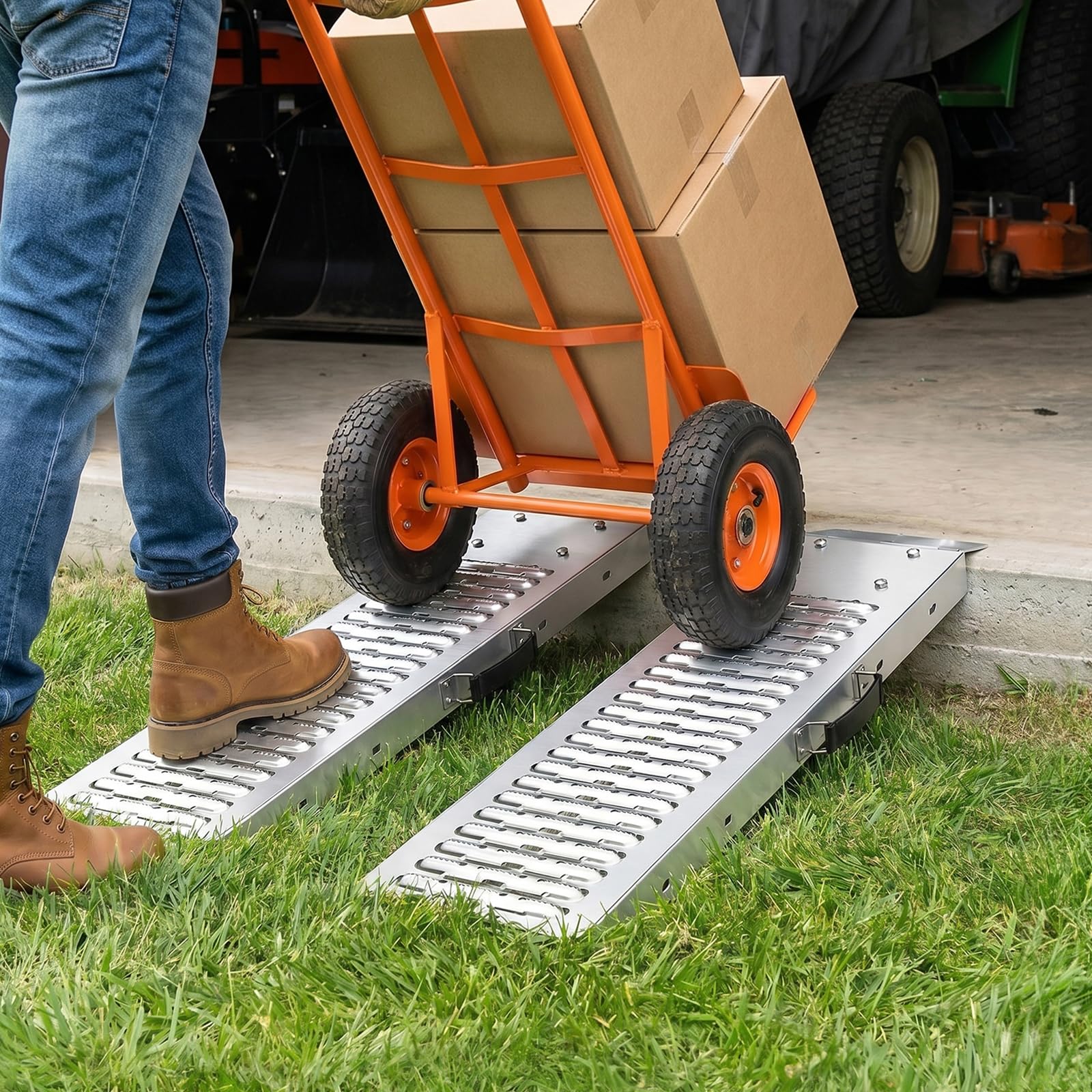 VEVOR Auffahrrampen 2 STK. Laderampen 985 x 225 mm, Anhängerrampen mit Antirutschplatten & 544 kg Gesamttragfähigkeit, Verladerampen Stahlrampen für Motorräder Rasenmäher Traktoren Anhänger