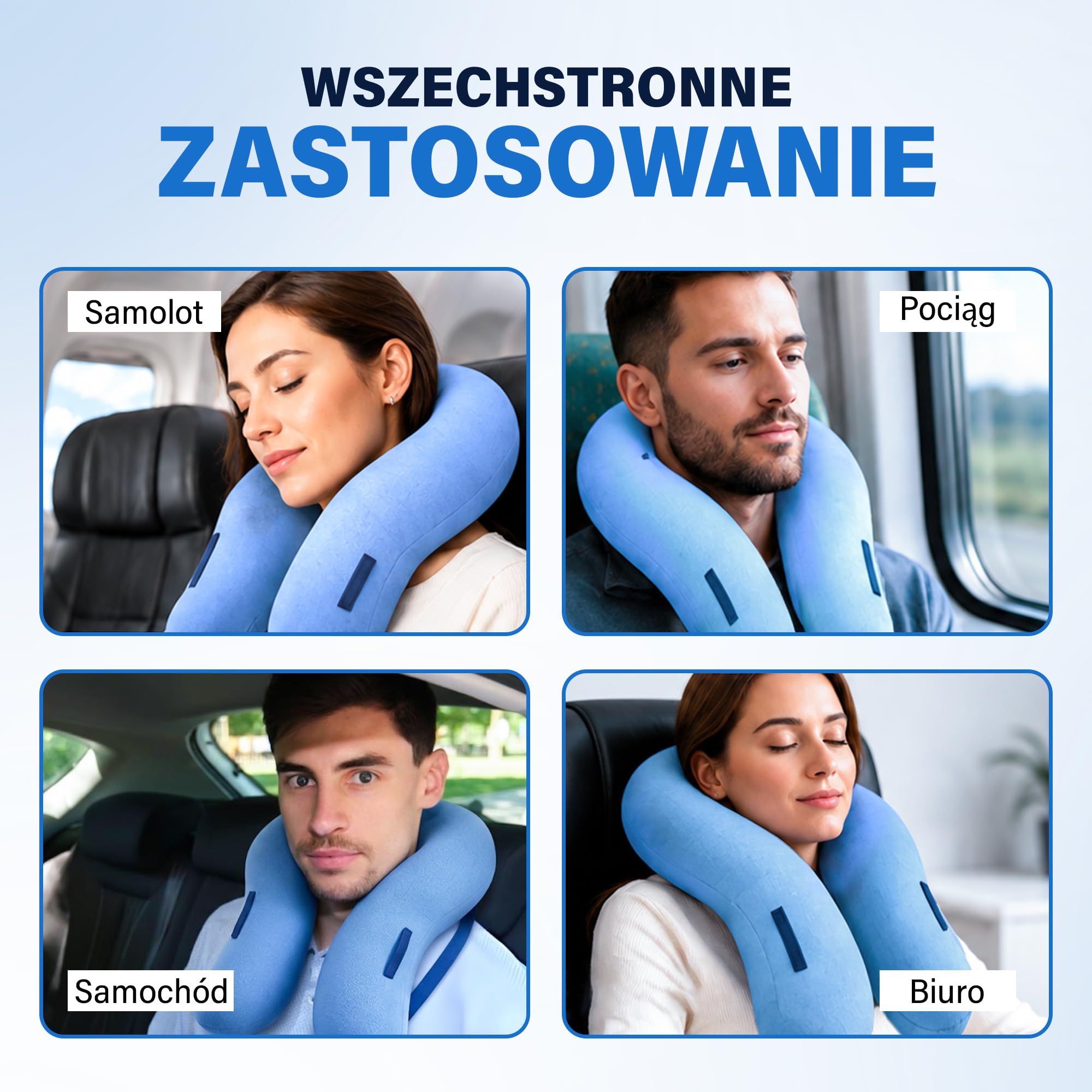 Poduszka podróżna, nadmuchiwana poduszka z podparciem szyjki macicy 3D, oddychająca i kompaktowa poduszka powietrzna, konstrukcja zapobiegająca opadaniu głowy, łatwa do