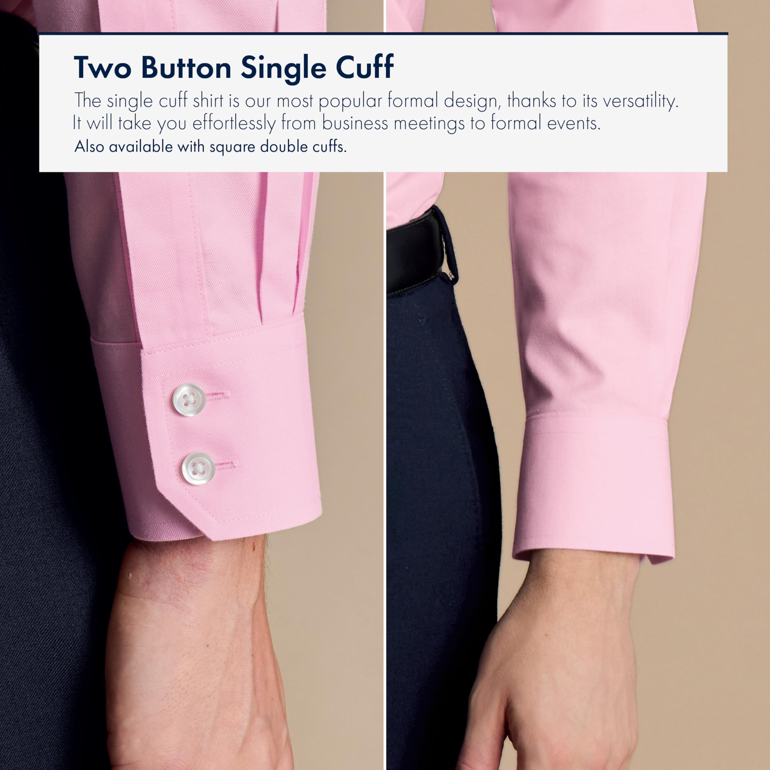 Bügelfreies Slim Fit Twill-Hemd mit Haifischkragen in Rosa