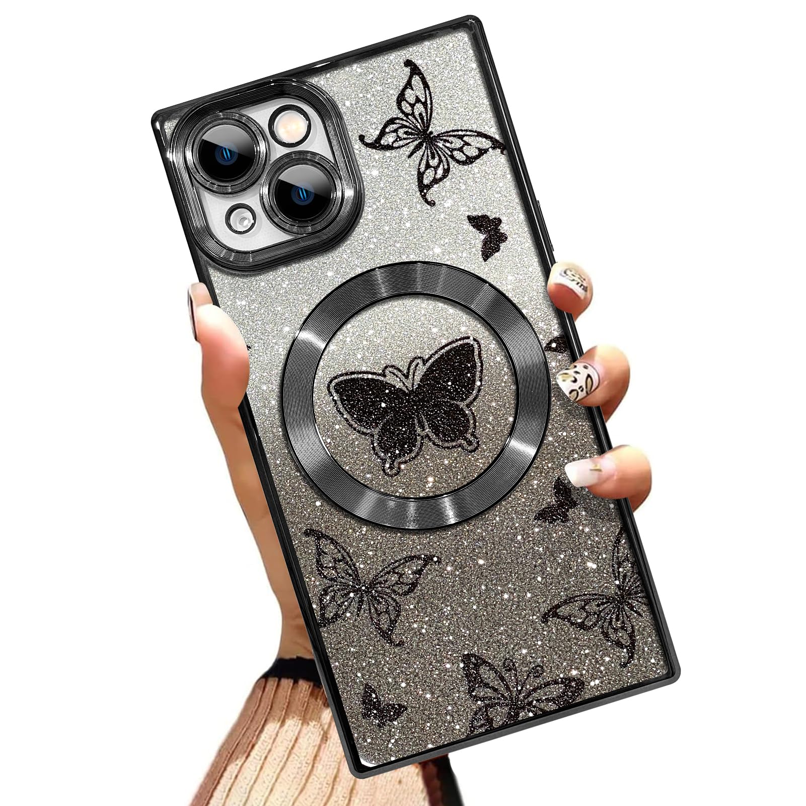 Coque iPhone 15 Pro Max MagSafe léopard paillettes antichoc stylée