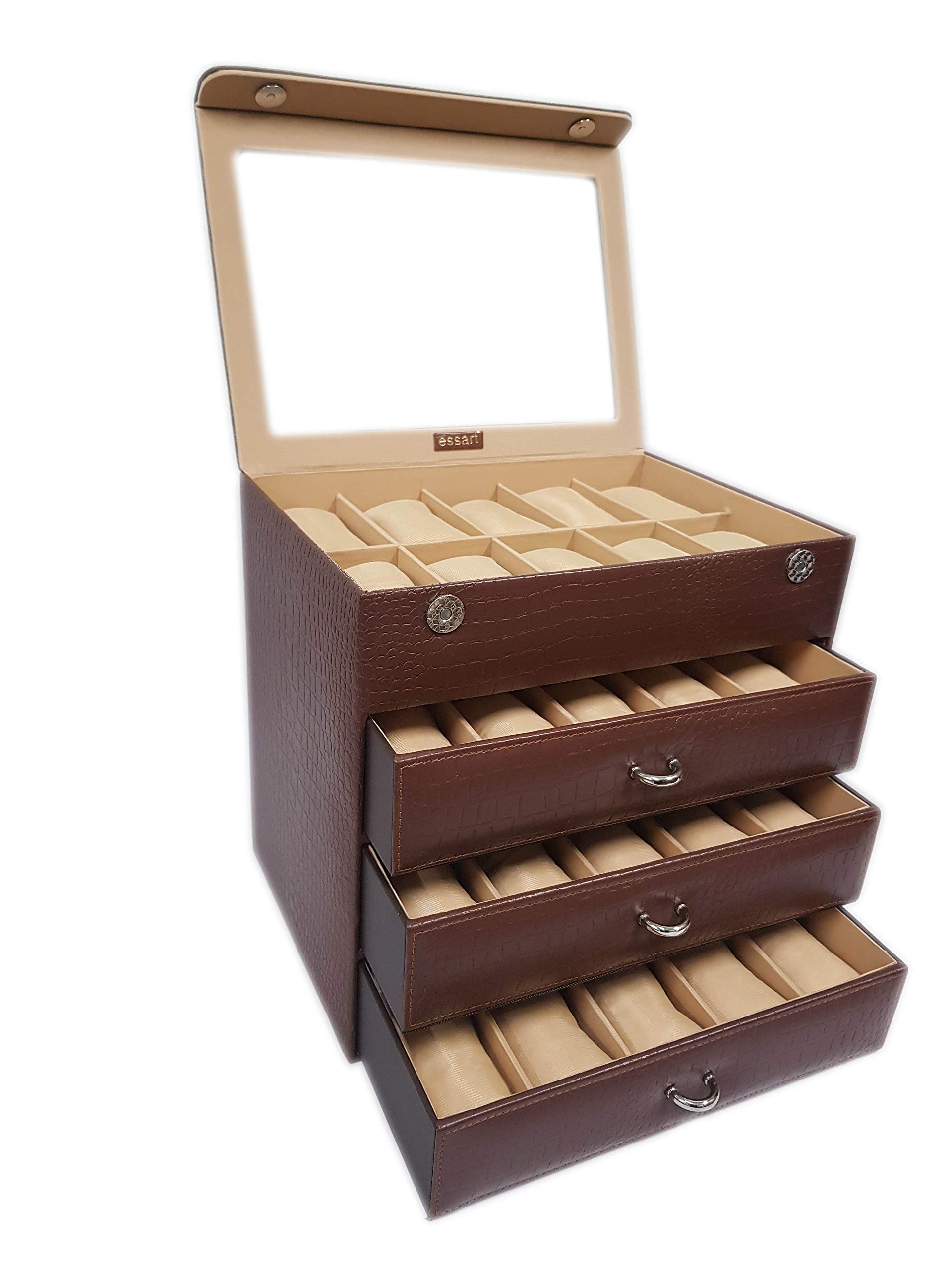 Essart Premium 40 Grid Watch Display Case/Jewellery Collection Storage Organiser with Magnetic Closure - Brown (B07Y61PKRD) Amazon Price History, Amazon Price Tracker