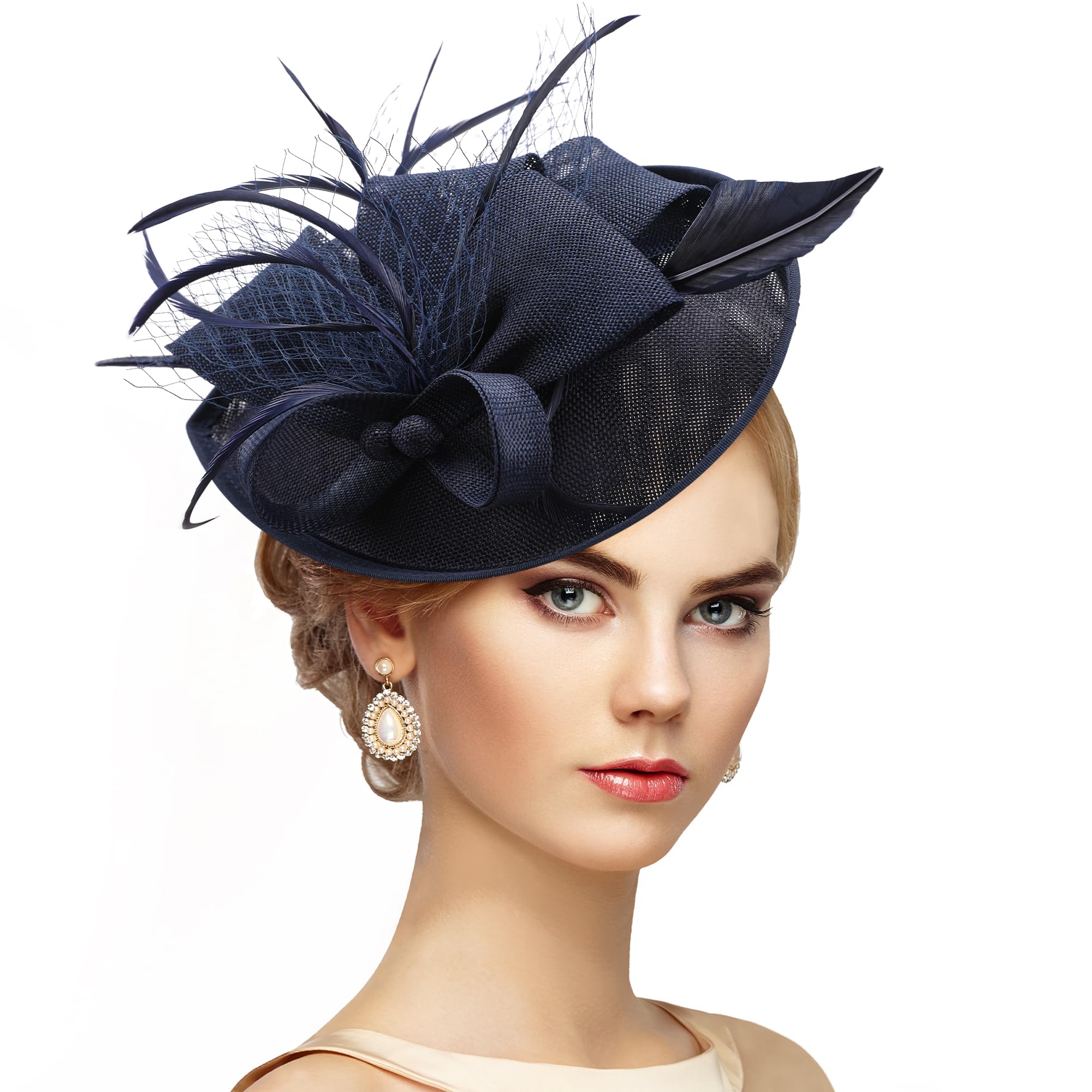 ZinnidayKentucky Fascinators Hats for Women - Vintage Tea Party Outfit Headband Church Derby Hat for Women (9.64x7.87inch)