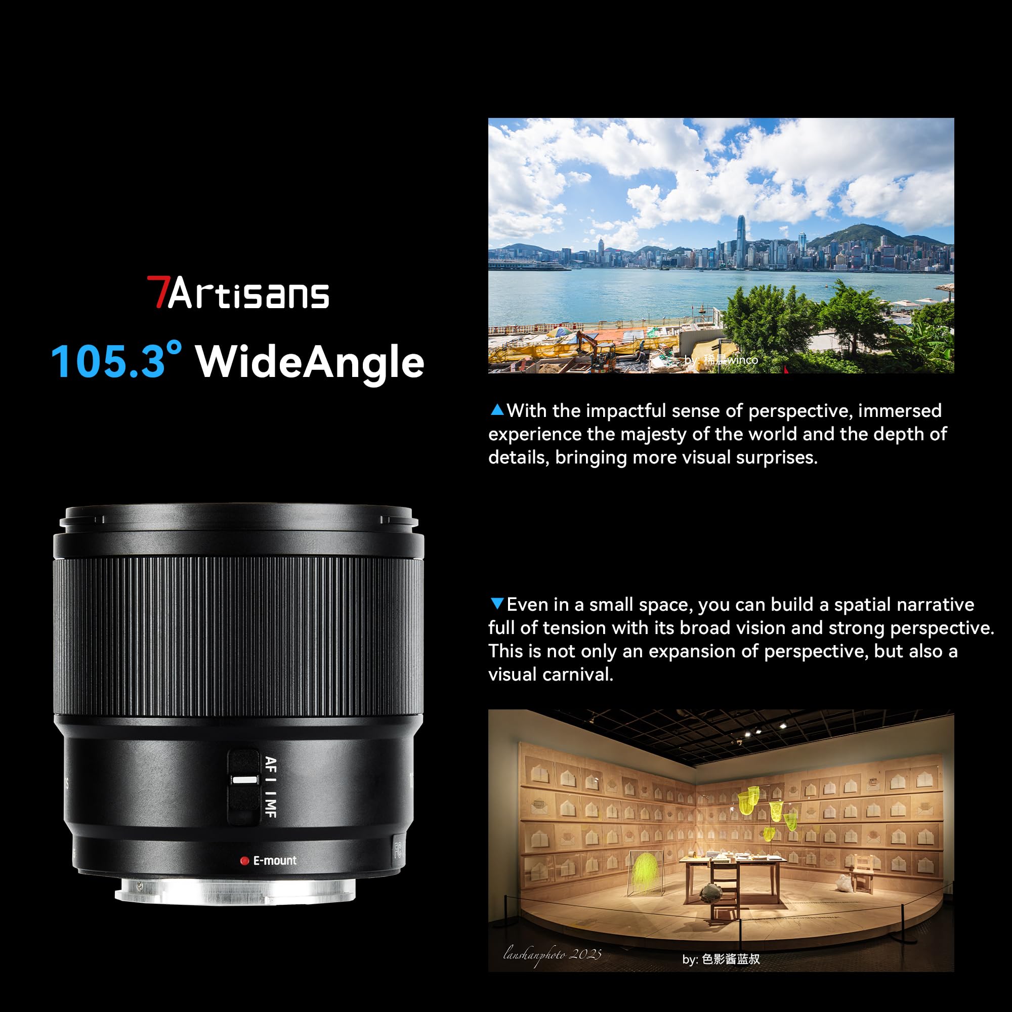 Obiettivo grandangolare 7artisans AF10mm F2.8 APS-C ampia apertura supporta apertura automatica/manuale e riconoscimento volti/occhi compatibile con Sony FS5/FS7/FS7M2/FS5M2K/A3000/A5000/A6000 (nero)