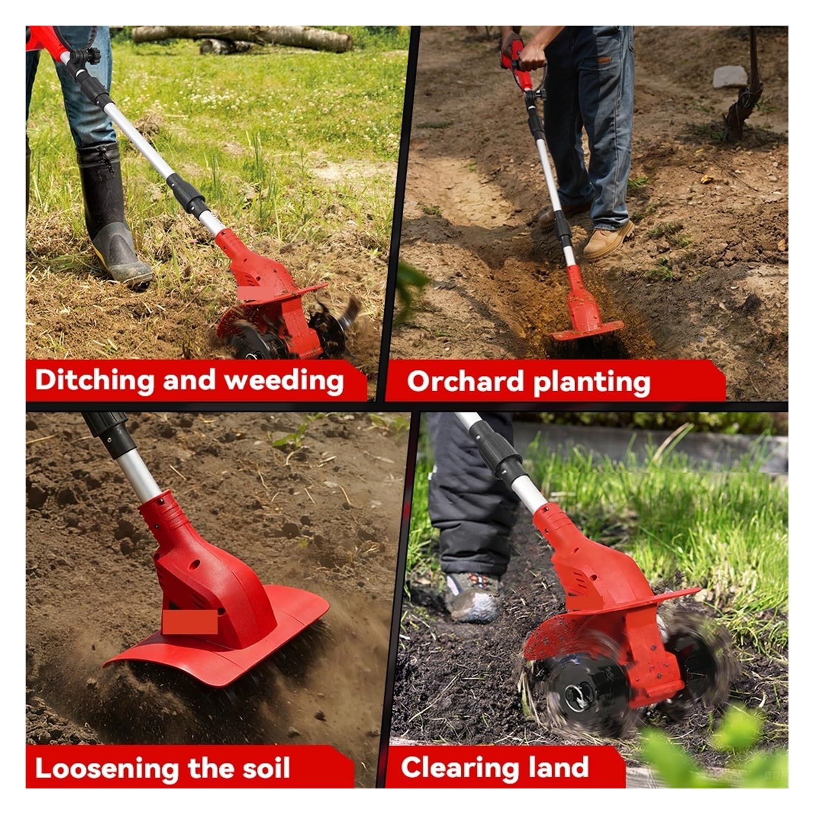 Rototiller Eléctrico Sin Escobillas De 1600W, Cultivador, Cortacésped, Escarificador Inalámbrico, Herramienta Jardín For Pin Batería Potente Y Eficiente