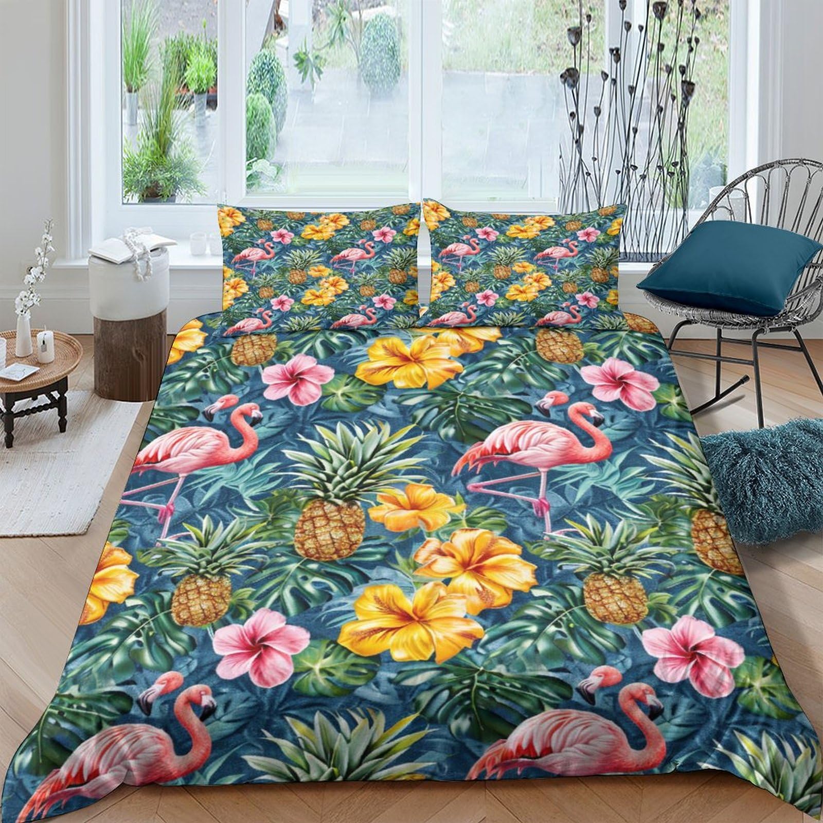 Parure de lit fleurs 3D housse de couette double 200x200 microfibre