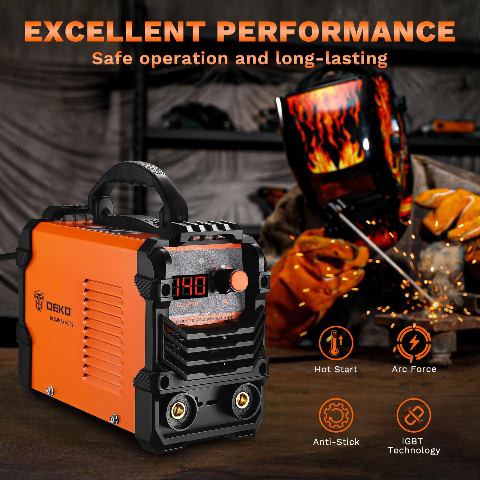 Elektroden Schweißgerät Mini Schweißgerät：DEKO 140A 220V MMA Inverter Schweissgerät für Home Repair, Metallschweißen,DIY,Tragbare Schweißgeräte für Schweißer
