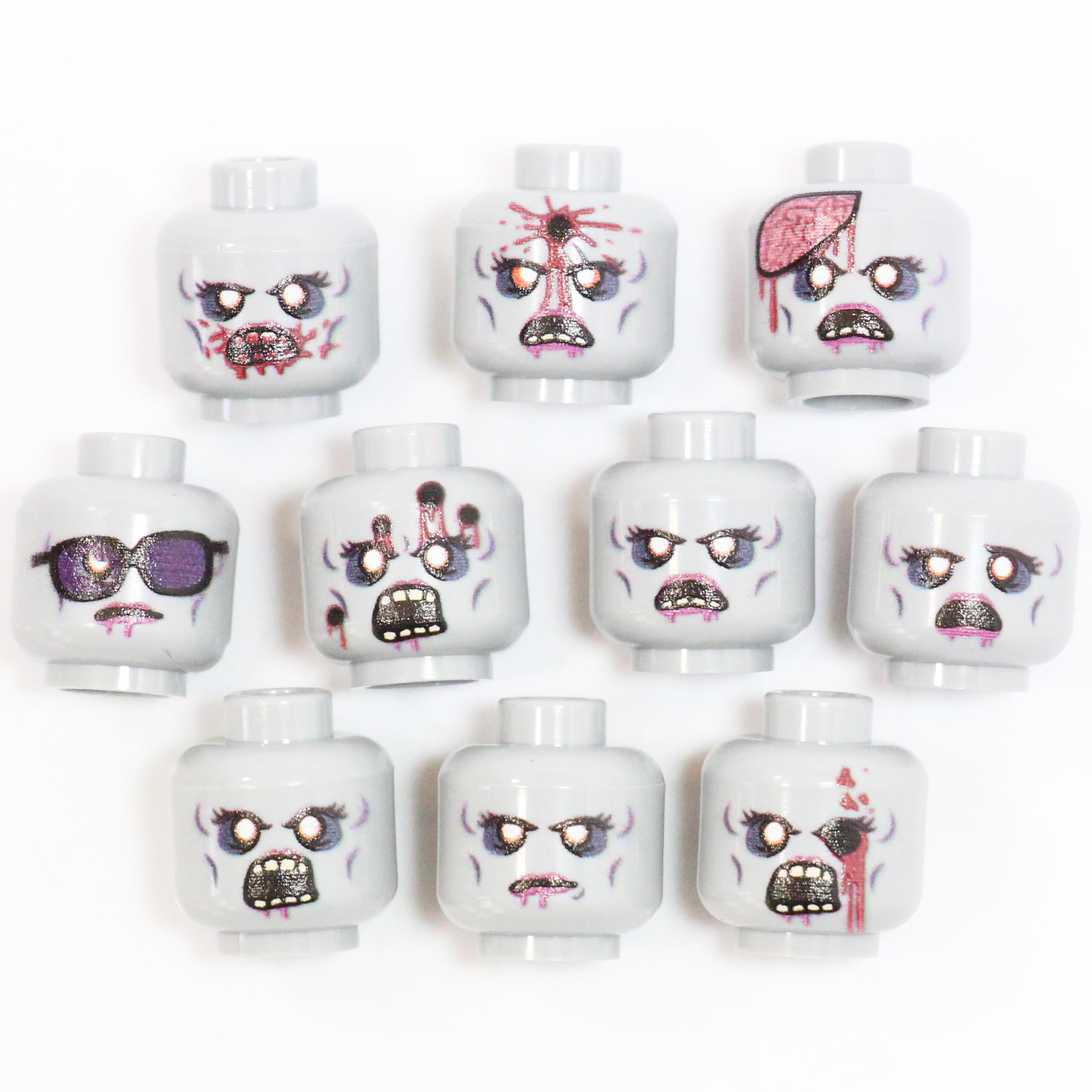 BrickTactical Female Zombie Head Pack for Minifigs, Storage