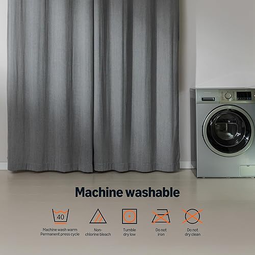 Miniatura 6 de Tienda Basics Cortinas semiopacas de felpilla con tejido clásico para dormitorio y sala de estar, juego de 2 piezas con ojales, 52 pulgadas de ancho
