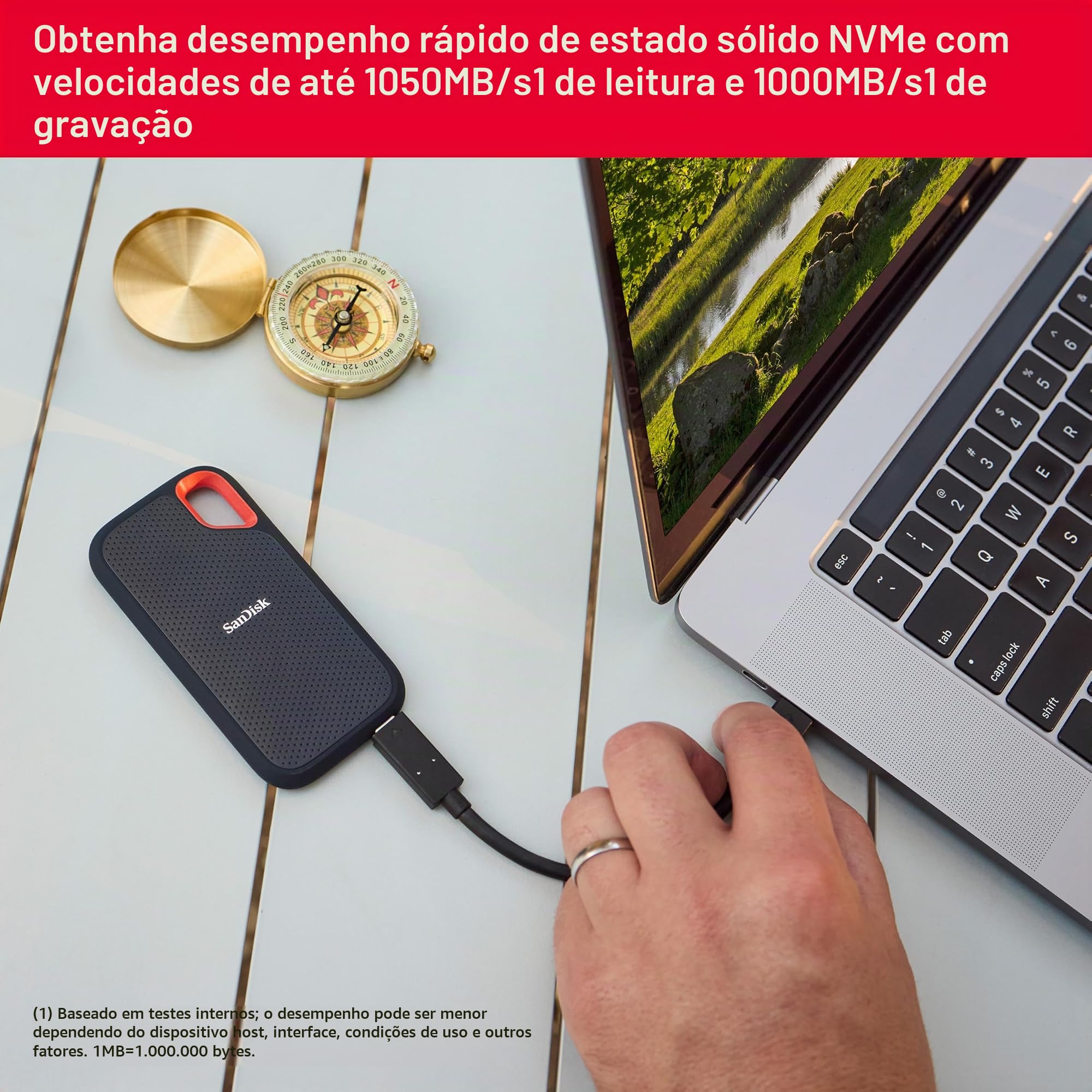 SanDisk SSD portátil extremo de 8 TB - até 1050 MB/s, USB-C, USB