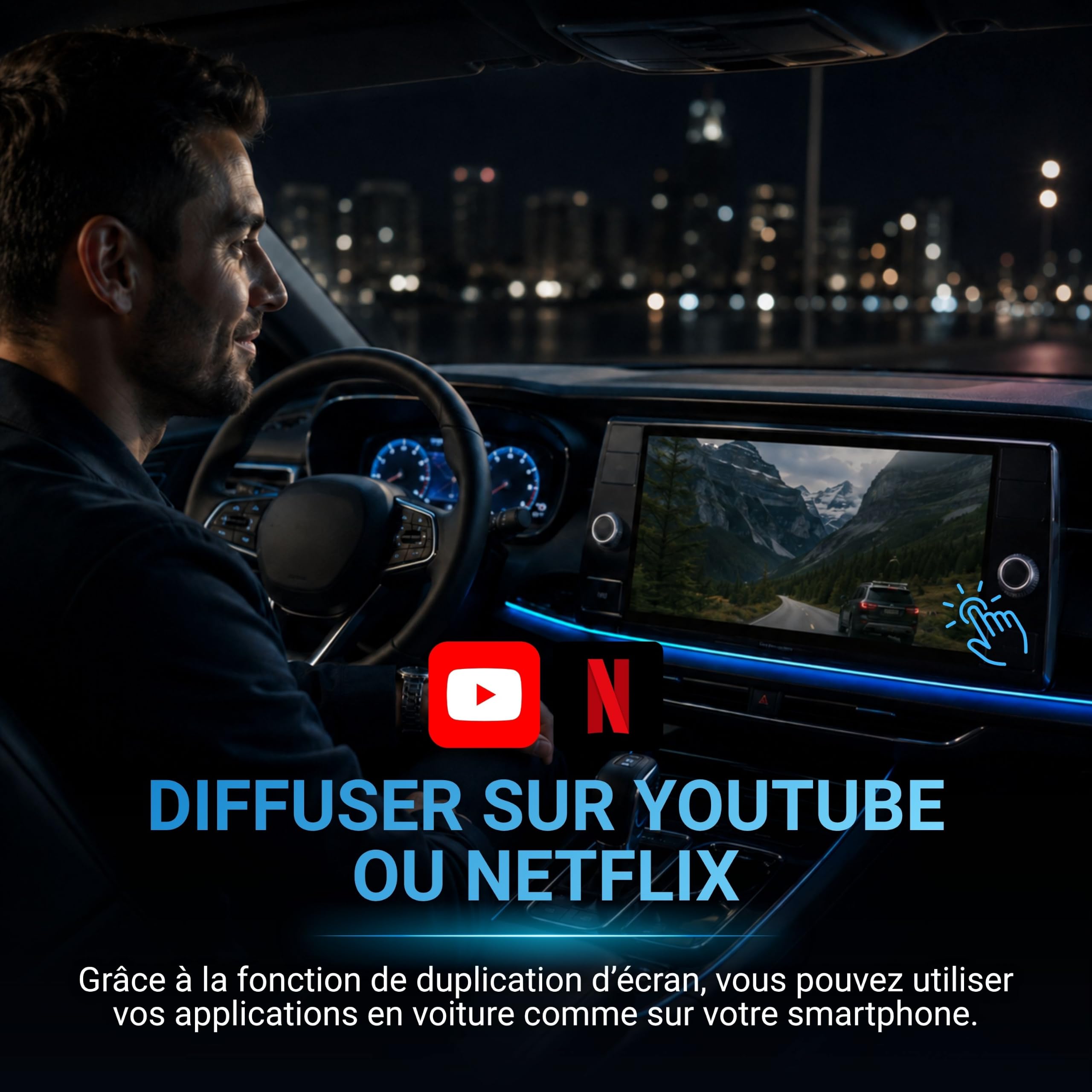 AutoSky Wireless CarPlay & Android Auto AI Box Lite Plus 2.0 Streaming Box with Netflix & YouTube, Plug & Play Multimedia Adapter for Auto