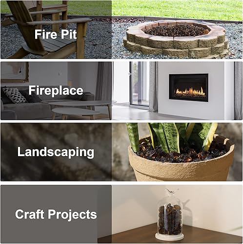 Miniatura 6 de Stanbroil Vidrio de fuego de 10 libras, vidrio de fuego de polígono de 12 pulgada para chimenea y paisajismo, ámbar