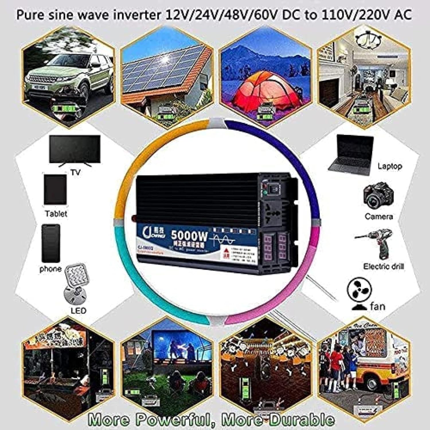 3000w 4000w 5000w 純粋な正弦波パワーインバーター DC 12v/24v/48v/60v から AC 110v 22