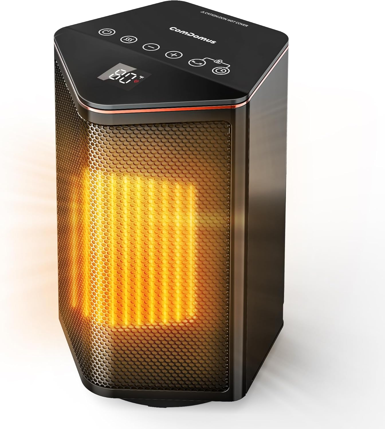 Electric Heaters for Indoor Use, Black Portable Small Space Heater with Remote, 70°Oscillation, 12H Timer, 5 Modes, 1500W PTC Ceramic Room Heater for Office Bedroom, 15ARDEBK-USN3