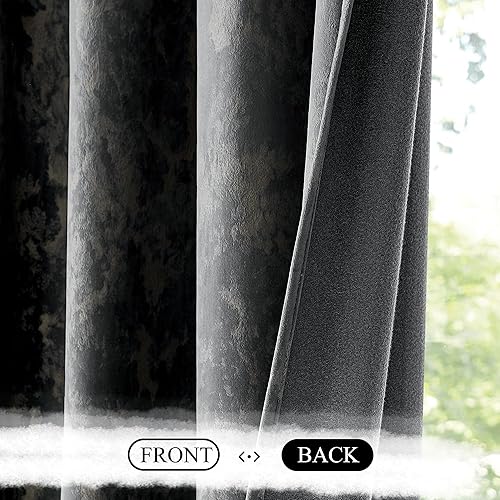 Miniatura 3 de StangH Cortinas de terciopelo con estampado de aluminio de 96 pulgadas de largo, elegantes cortinas de oscurecimiento de habitación, cortinas