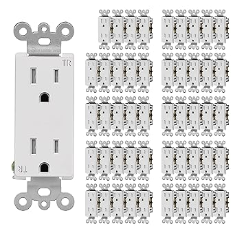 (50 Pack) CML 15 Amp Decorator Wall Recetpacle Outlet, Tamper Resistant (TR), 15A/125V, 3-Year Warranty, UL Listed, White