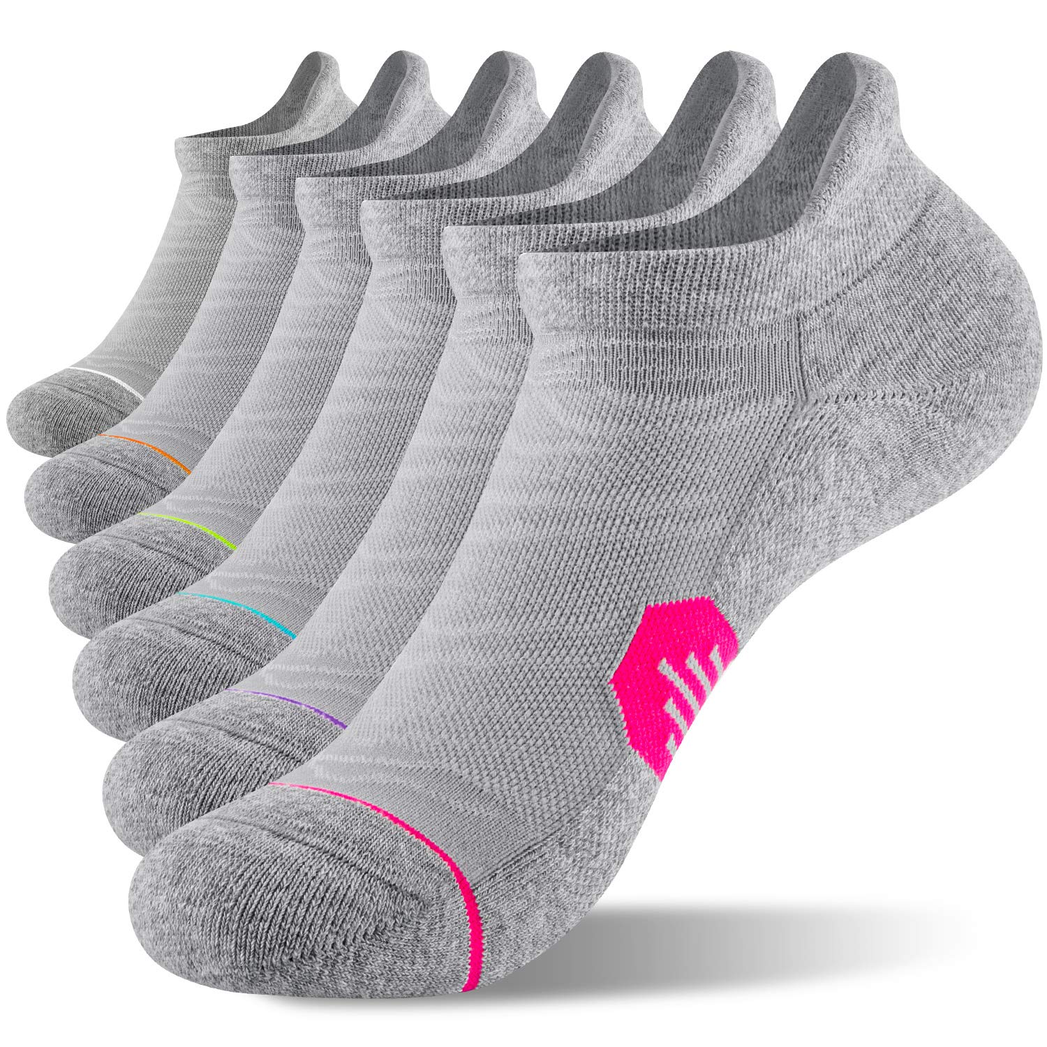 Fitrell 6 Pack Women's Ankle Running Socks, Low Cut Athletic Socks With Tab