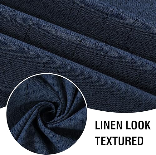 Miniatura 9 de H.VERSAILTEX Cortinas 100% opacas con aspecto de lino de 54 pulgadas de largo para dormitorio, bloqueo de luz completa, bolsillo para barra,