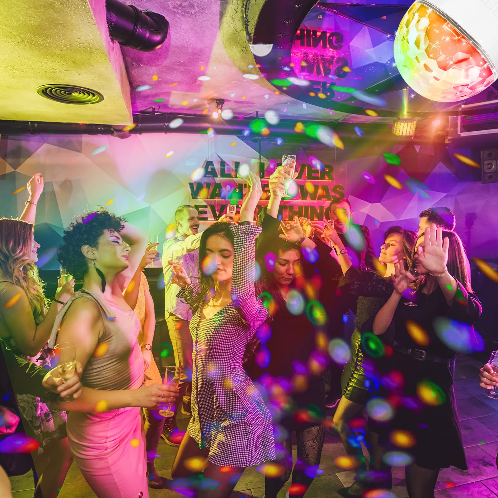 Leikurvo 2x Bolas de Discoteca LED RGB E27 de 5W, Bombilla Discoteca Giratoria de 360°, Luz LED para Fiestas con Control Remoto, Fuente de Luz para Decoración de Fiestas de Cumpleaños