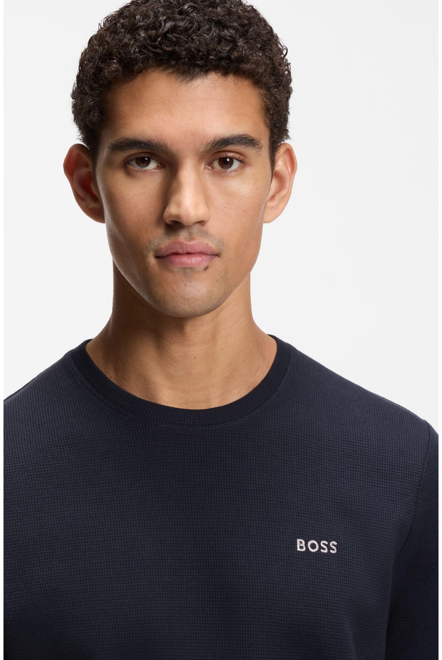 BOSS T-Shirt De Pyjama en Coton Mélangé À Logo Brodé
