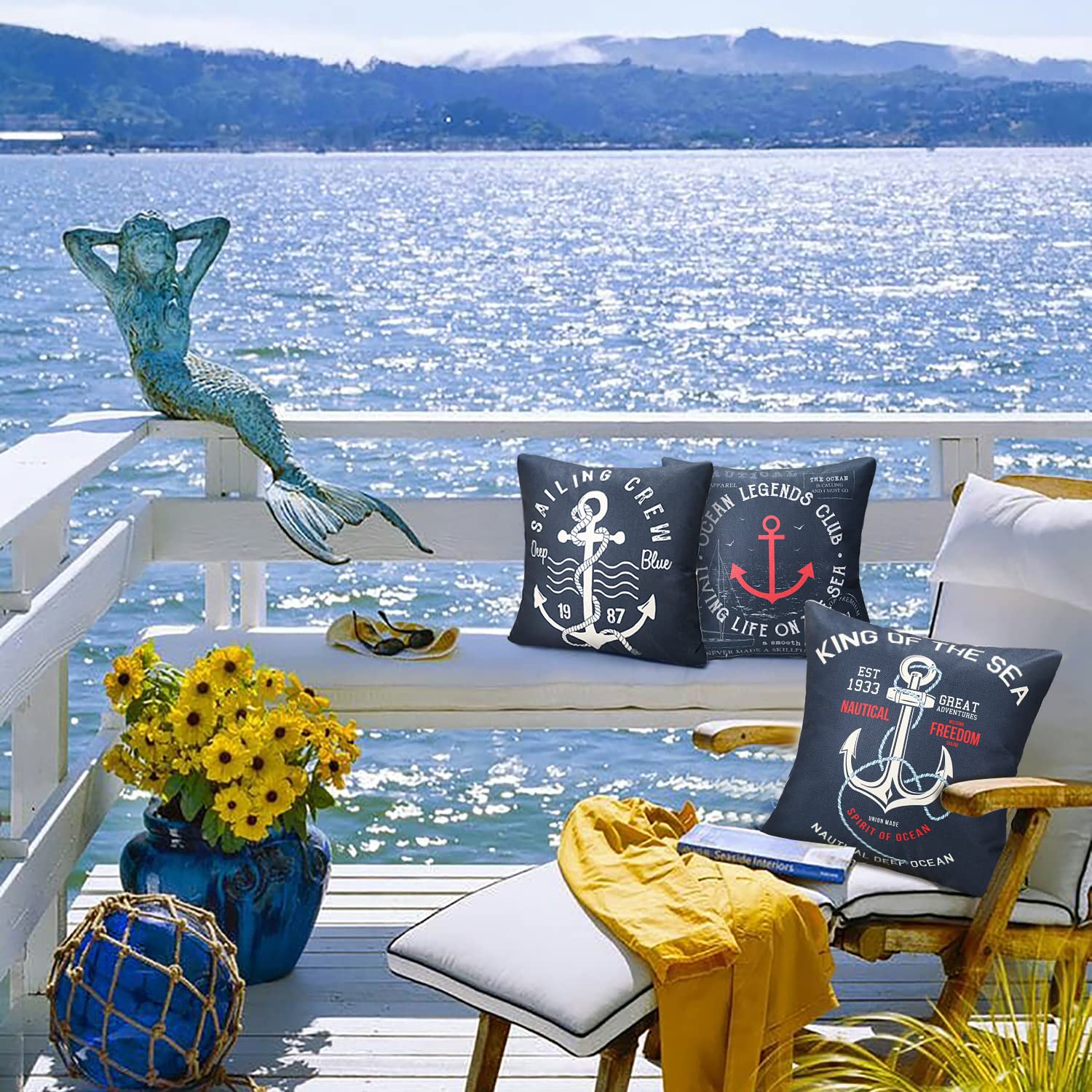 Pack da 2 cuscini per sedia quadrata 40x40x6 cm righe verdi DECO | Maisons du Monde