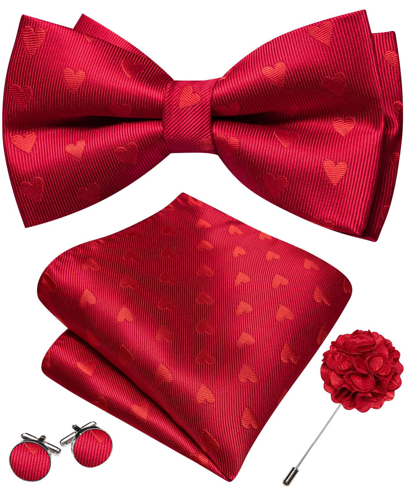 YOHOWA Mens Bow Tie Paisley Coloful Pre-tied Bowties Handkerchief Cufflinks