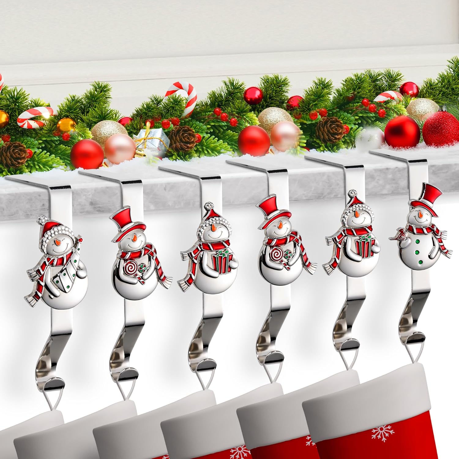 Christmas Stocking Holders for Mantle Set of 6 Christmas