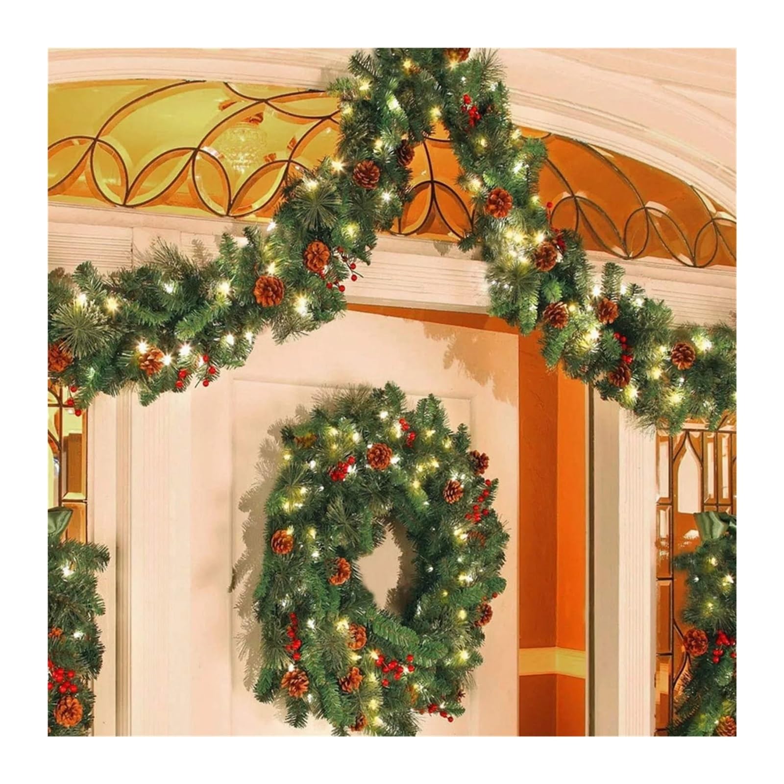 Weihnachtliche Rattangirlande als stimmungsvolle Dekoration for Kamin und Kaminsims für Haushalt(2.7m)