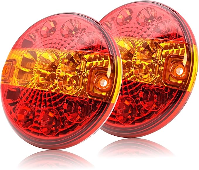 Amazon.fr : AOJO 2 PCS Feux arrière Rond pour remorque 12v 24v LED avec ...