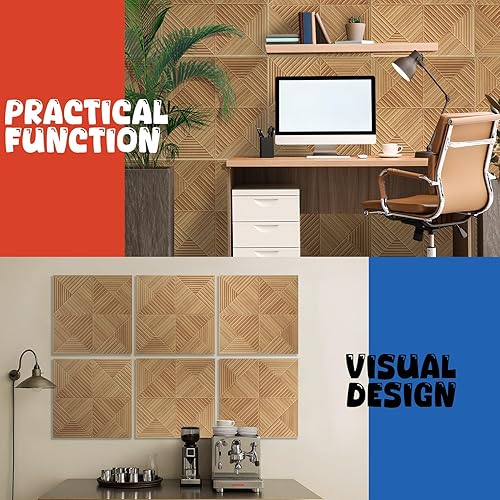 Miniatura 9 de Paquete de 6 paneles acústicos grandes, paneles de pared insonorizados de 23.6 x 23.6 pulgadas, paneles de sonido decorativos, paneles acústicos