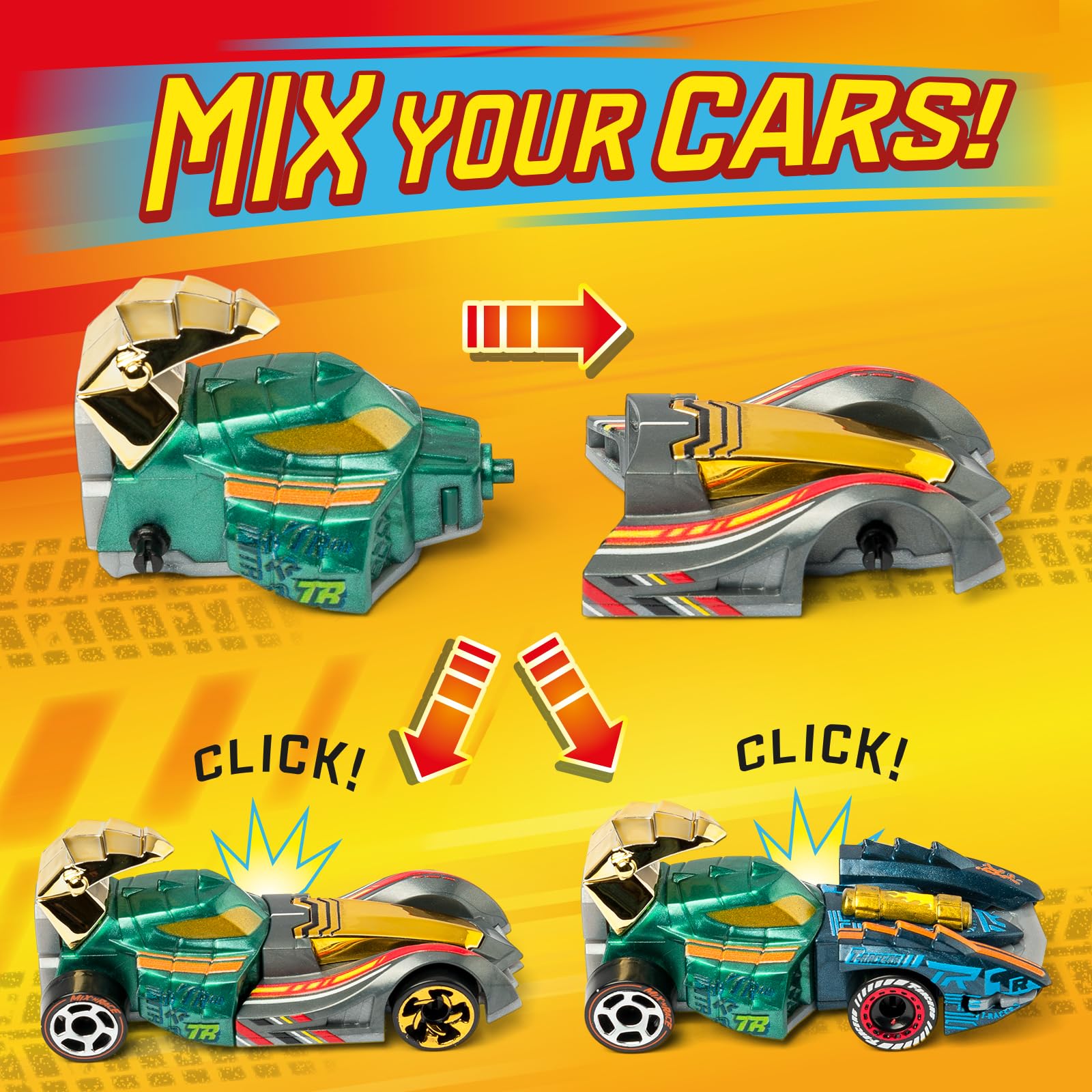 T-RACERS Mix ´N RACE 3 Pack - Pack of 3 collectible cars. Each car can be split in two with interchangeable parts and wheels. Pack 9/12 - Image 4