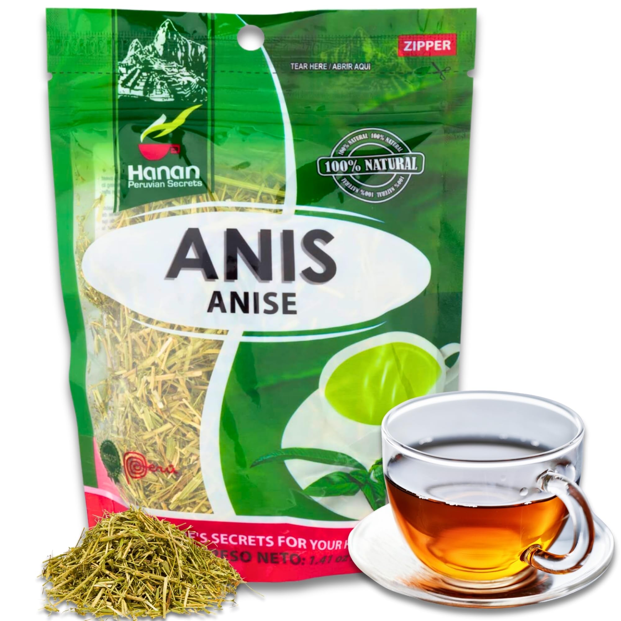 Hanan Loose Anise Herbal Tea (Anis) 1.4 oz (40 g) - Natural, Dried Anise Tea - Aniseed Plant and Leaves for Herbal Tea Digestive Supplement