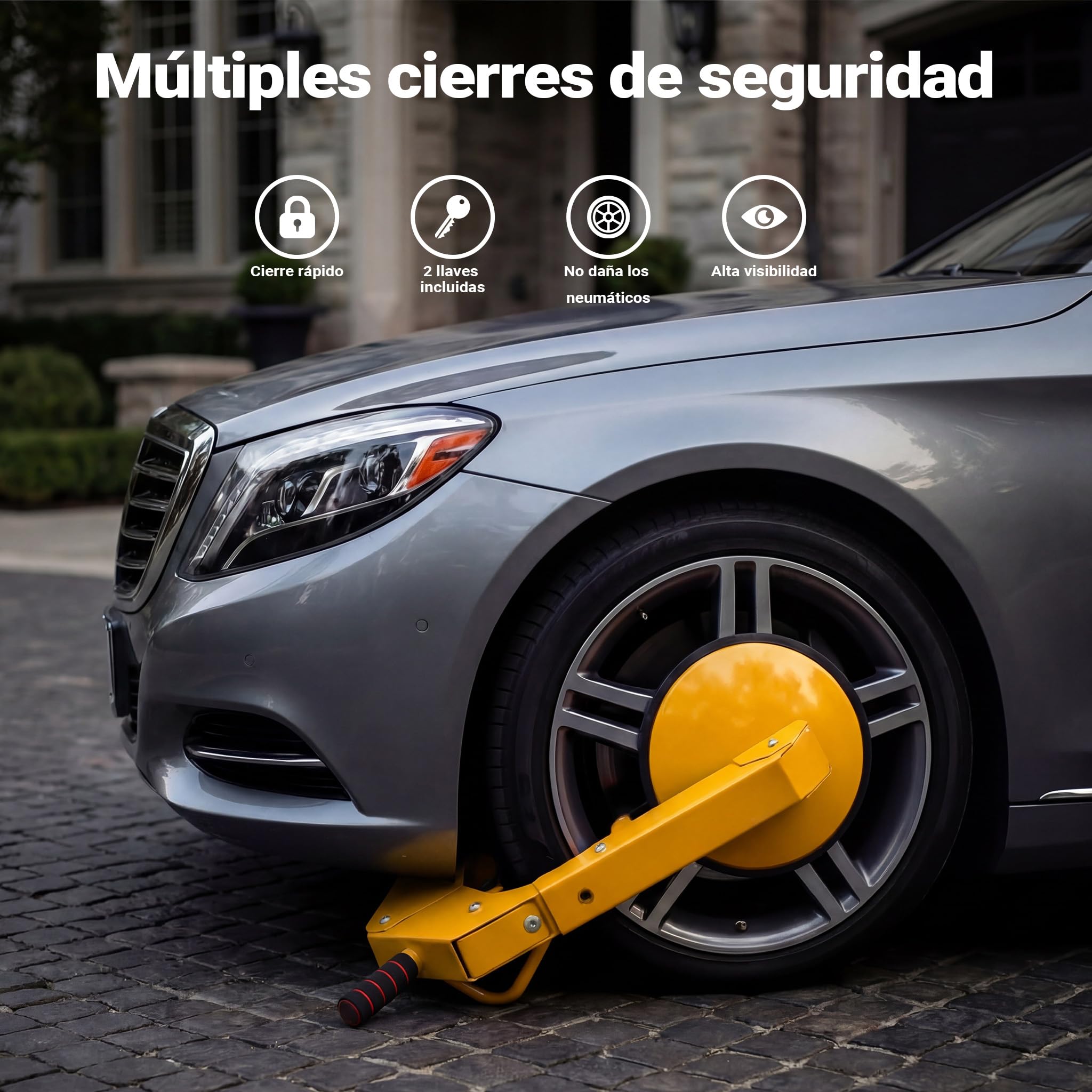 Wiltec Cepo antirrobo ruedas para llantas de aluminio y acero 10-18″ con llave cierre de seguridad